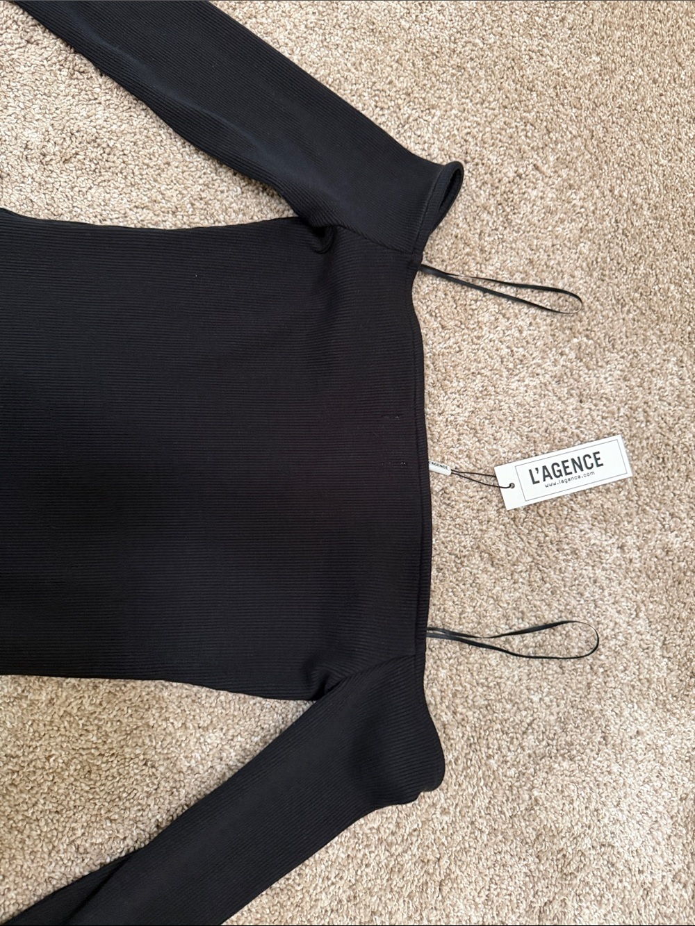 L'AGENCE Black Off-The-Shoulder Ribbed Bodysuit - Picture 12 of 12